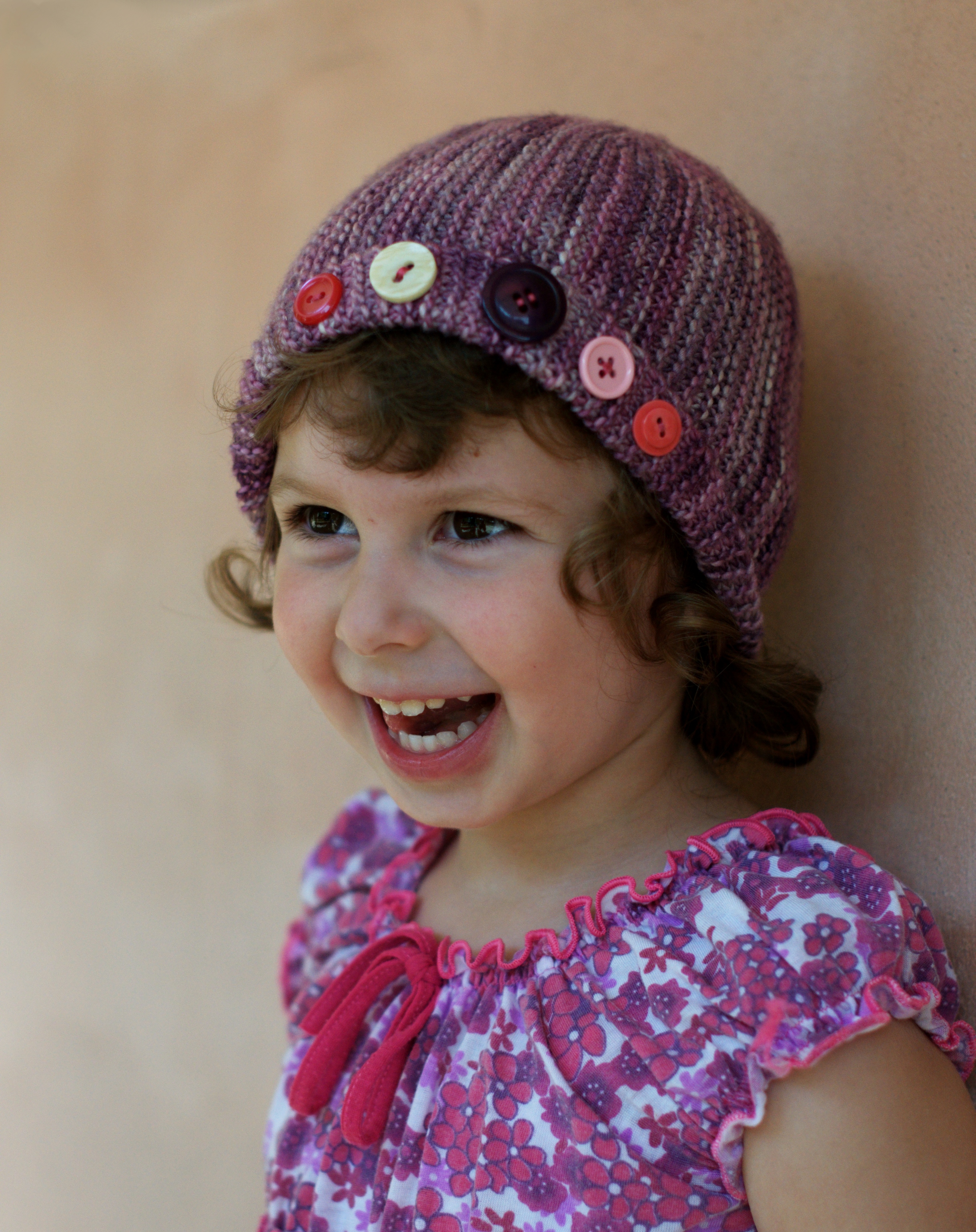 Damsel sideways knit childs cloche Hat pattern