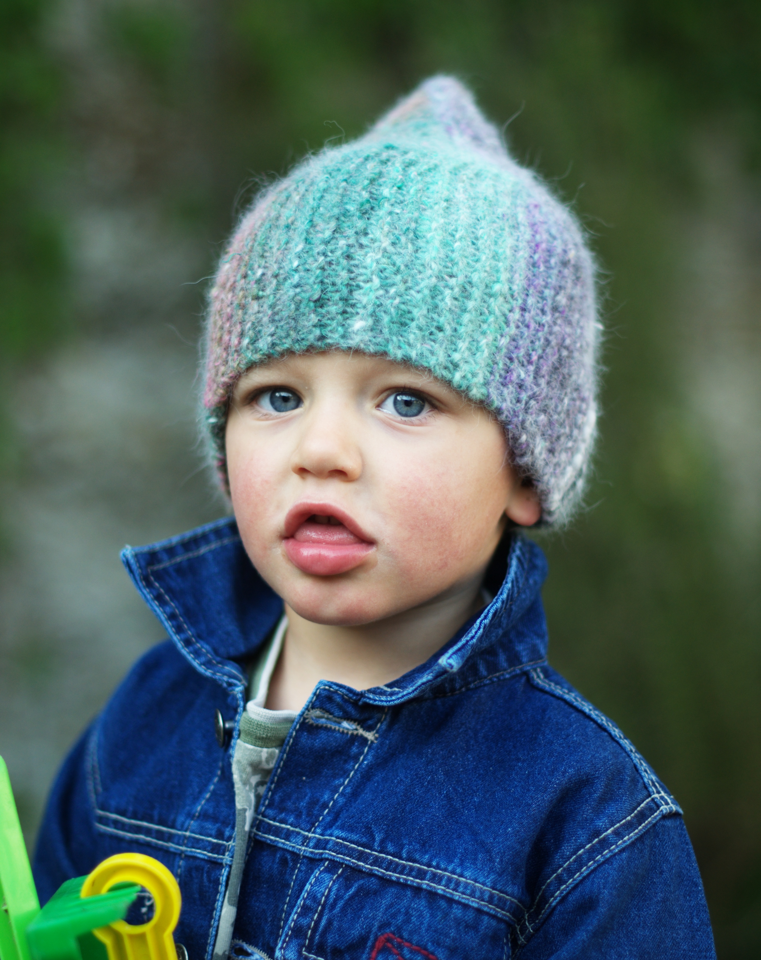 Rocketeer sideways knit childs pixie Hat knitting pattern