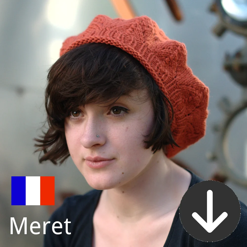 free Meret lace beret knitting pattern in French