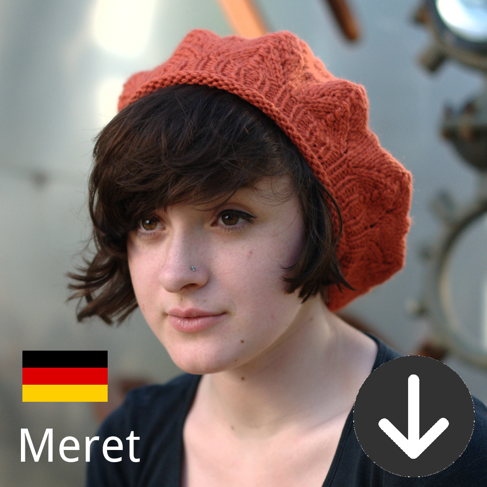 free Meret lace beret knitting pattern in German