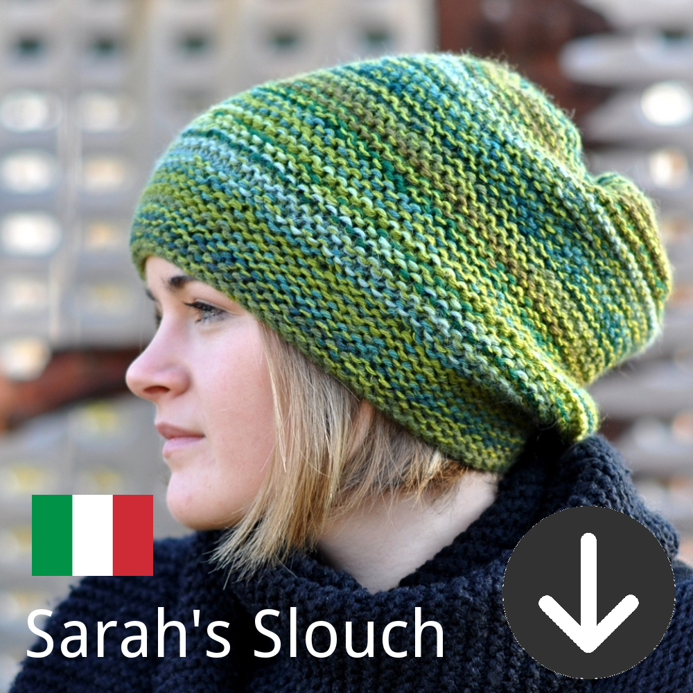 free Sarah's Slouch Hat knitting pattern in Italian