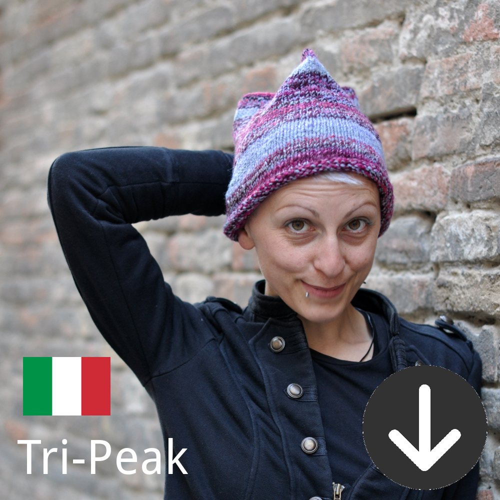 free Tri-Peak Hat knitting pattern in Italian