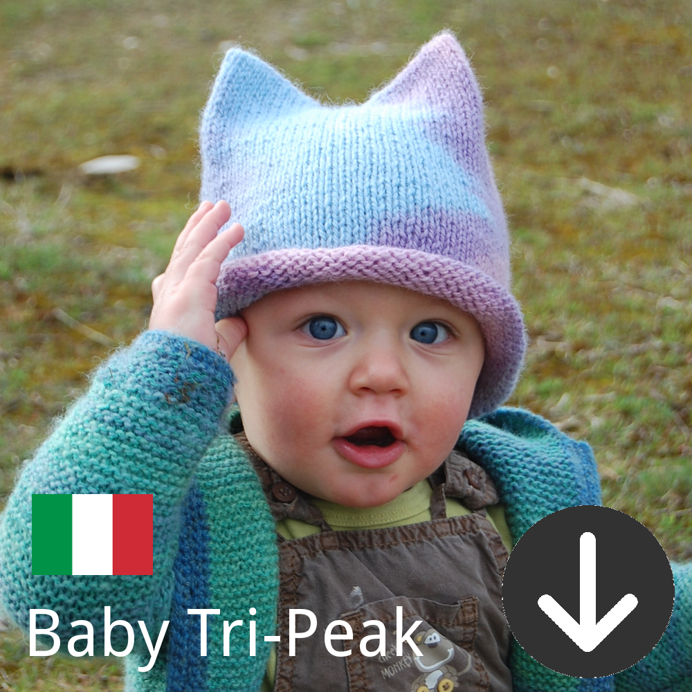 free hand knitting pattern for the Baby TriPeak in Italian