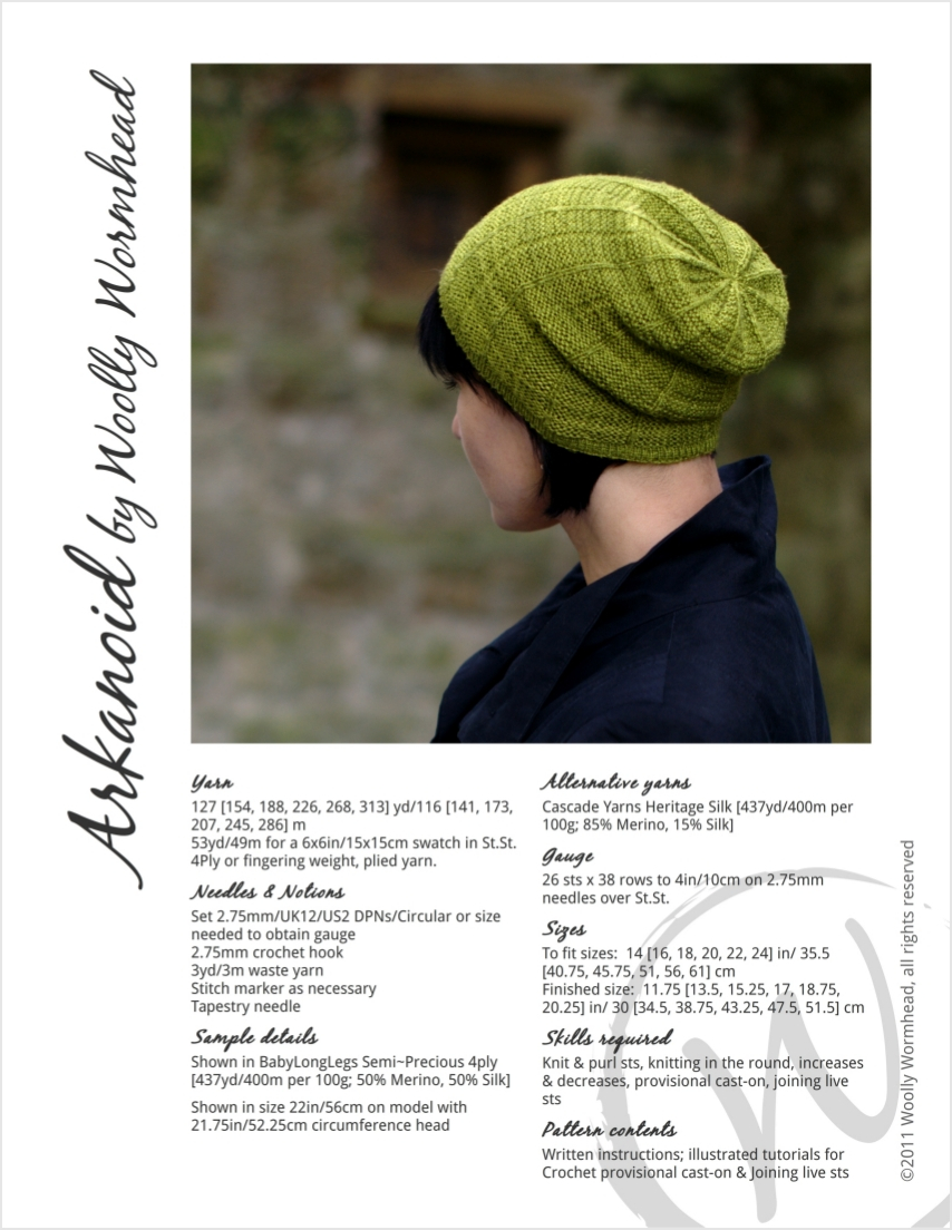 Arkanoid slouchy Hat pattern