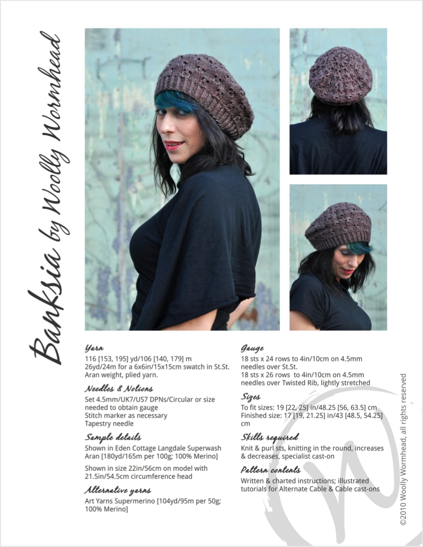 Banksia beret knitting pattern