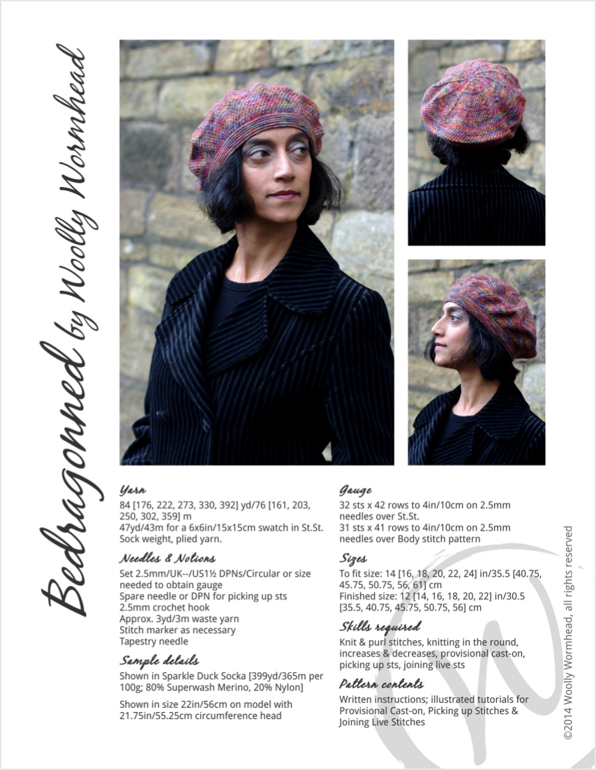 Bedragonned beret knitting pattern