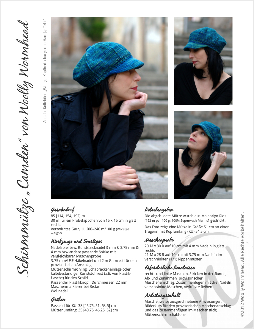 Camden Cap knitting pattern GER