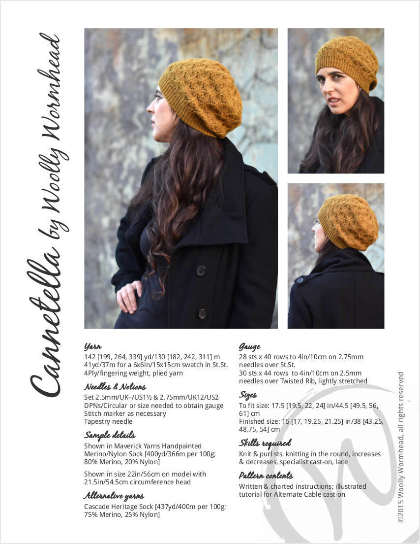 Cannetella slouchy lace Hat knitting pattern