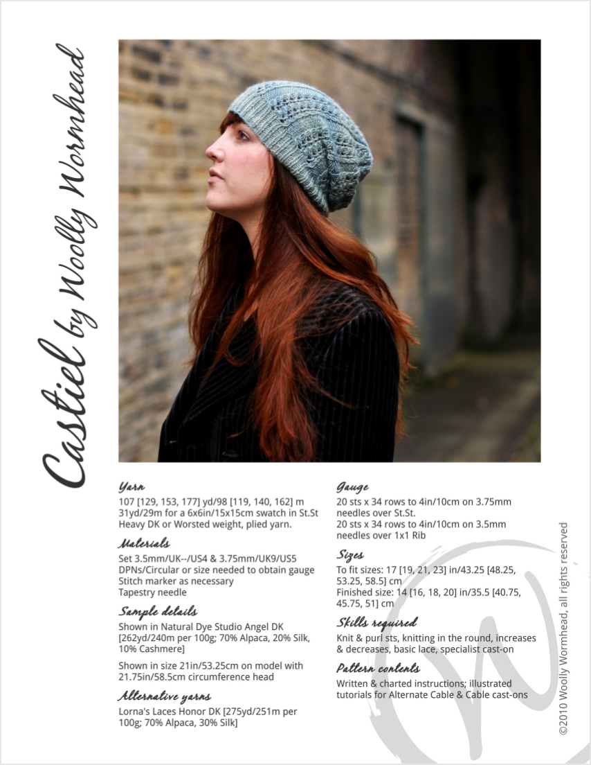 Castiel slouchy lace Hat knitting pattern