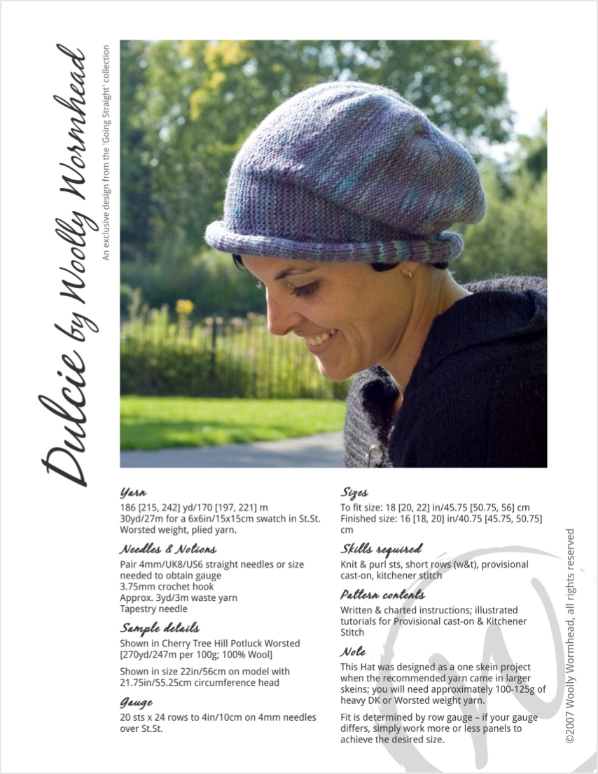 Dulcie sideways knit brimmed Hat pattern