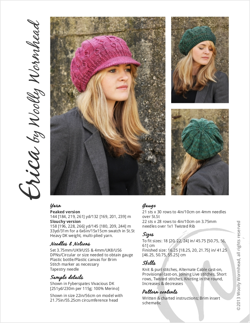 Erica brimmed Hat knitting pattern