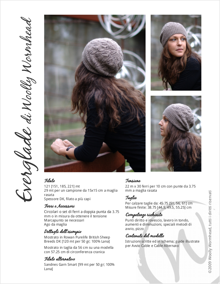 Everglade slouchy lace Hat knitting pattern