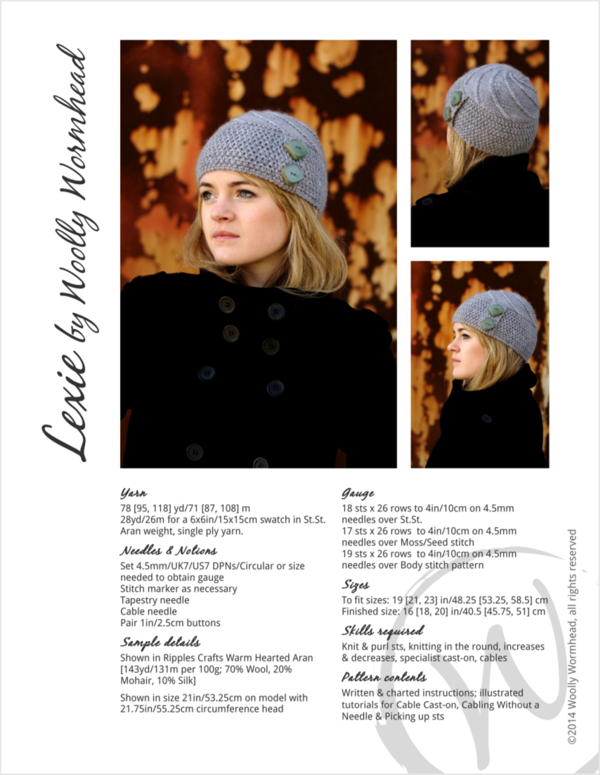 Lexie buttoned Hat knitting pattern