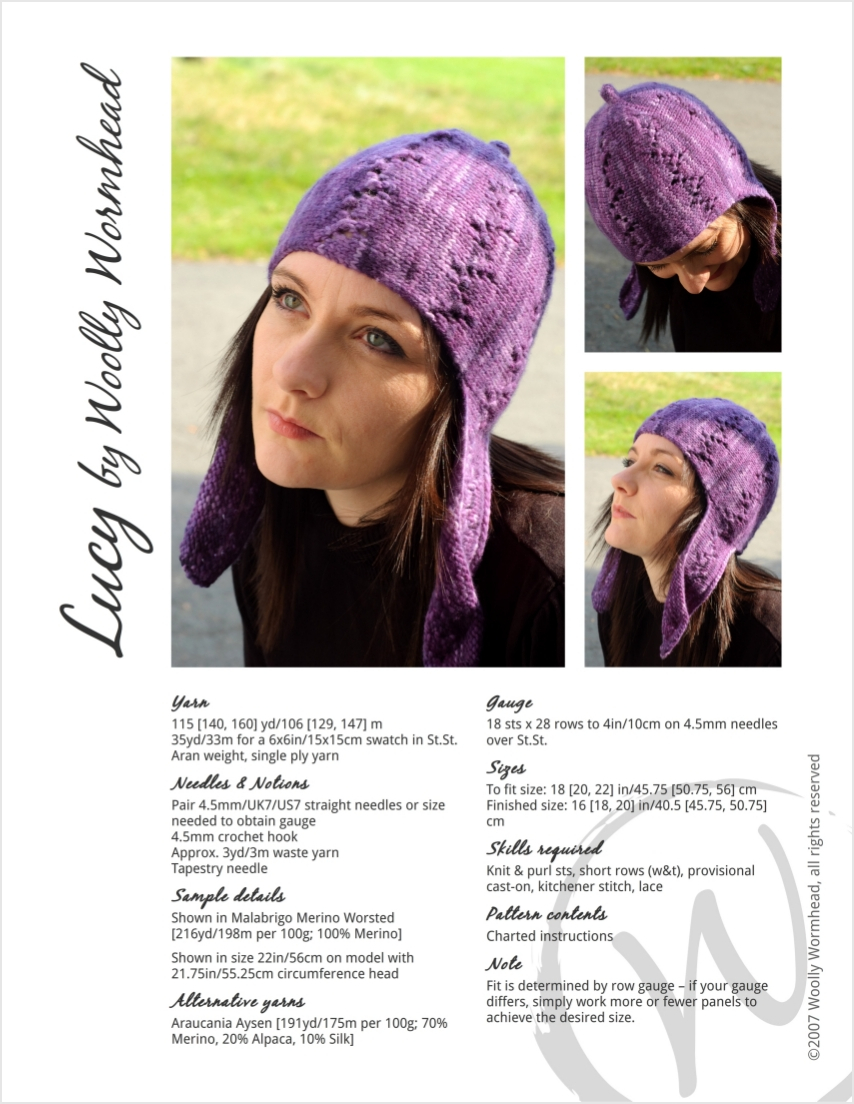 Lucy sideways knit chullo Hat pattern