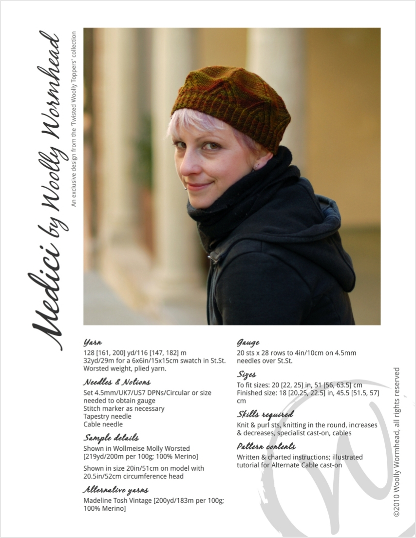 Medici renaissance tam knitting pattern