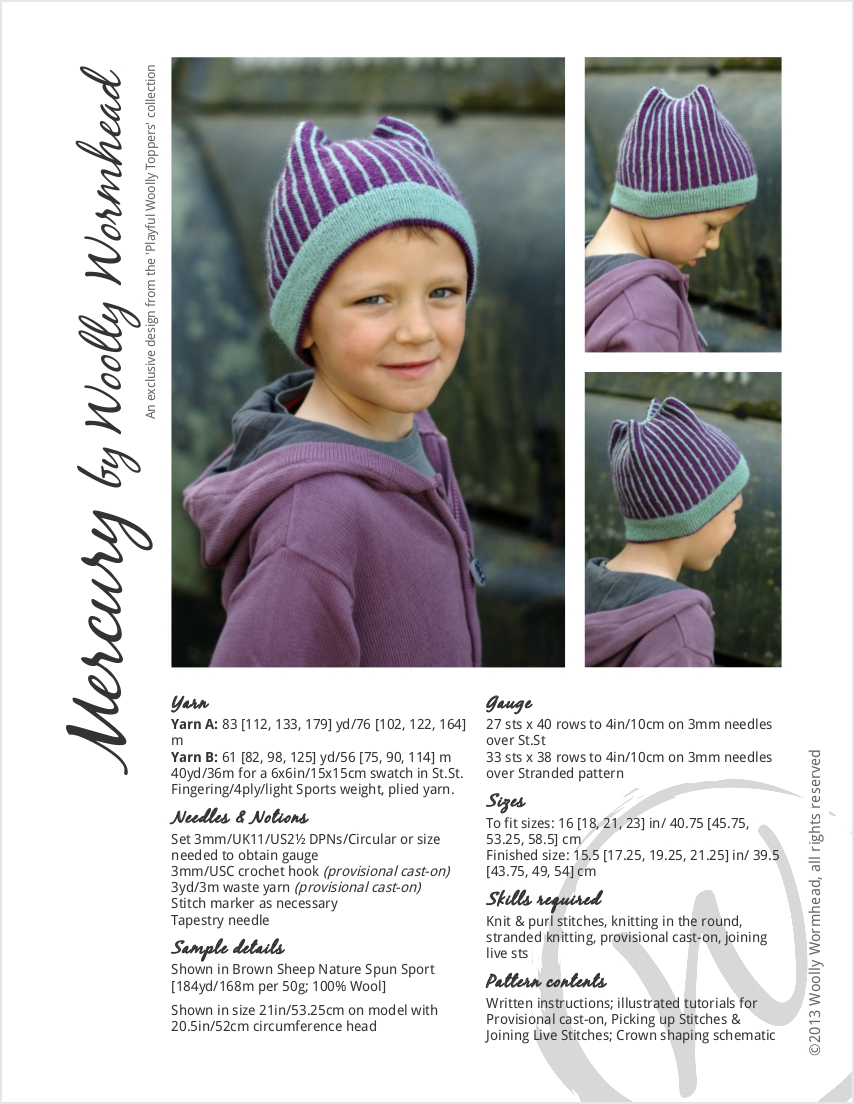 Mercury fairisle pinstripe Hat knitting pattern