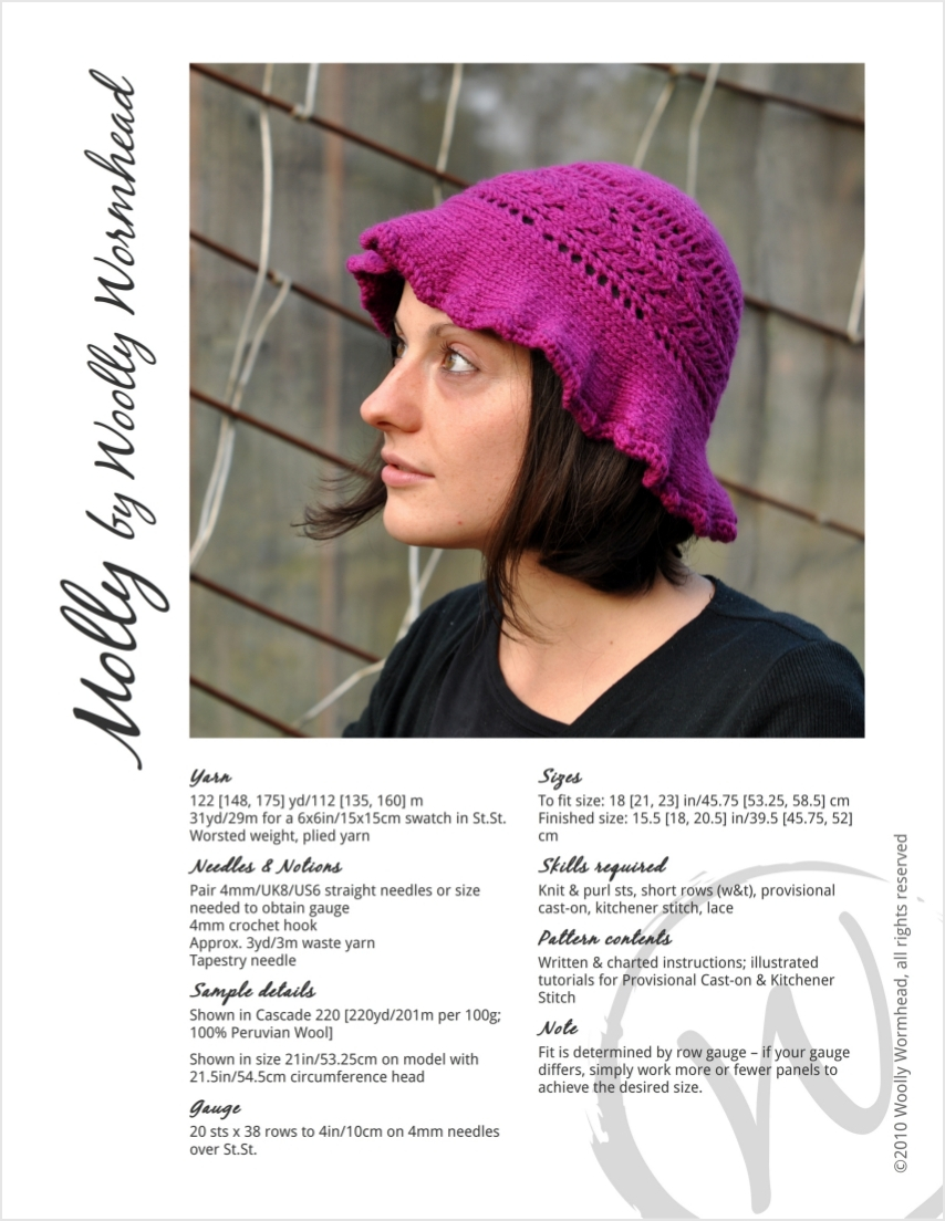 Molly brimmed sun Hat knitting pattern