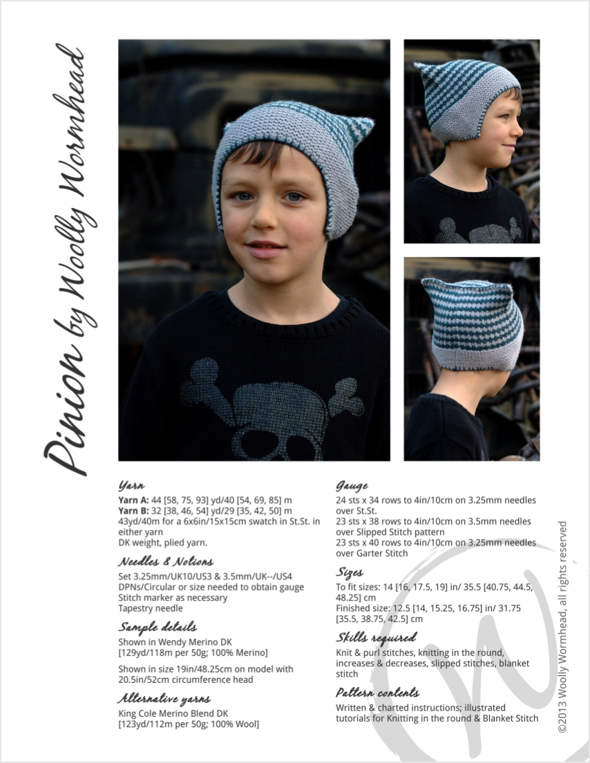 Pinion skater style chullo Hat knitting pattern