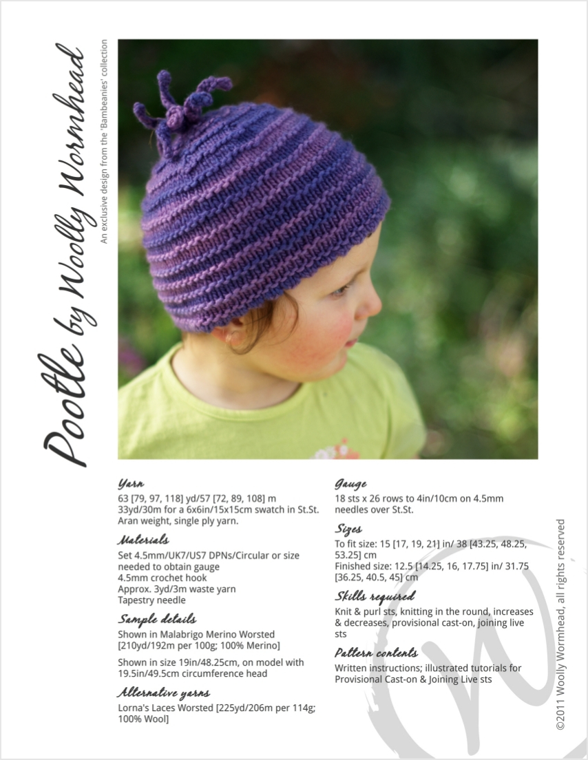 Pootle beanie Hat knitting pattern