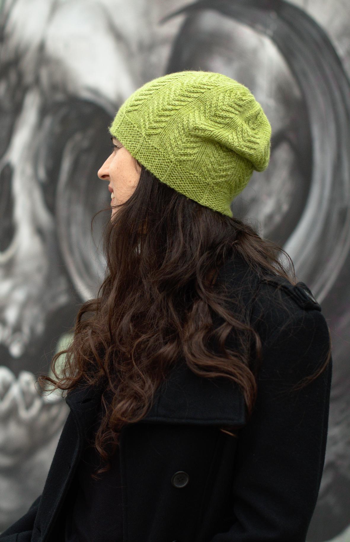 Pinua slouchy textured Hat knitting pattern