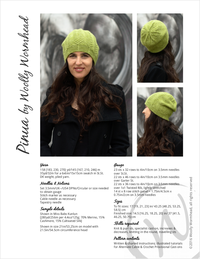 Pinua slouchy textured Hat knitting pattern