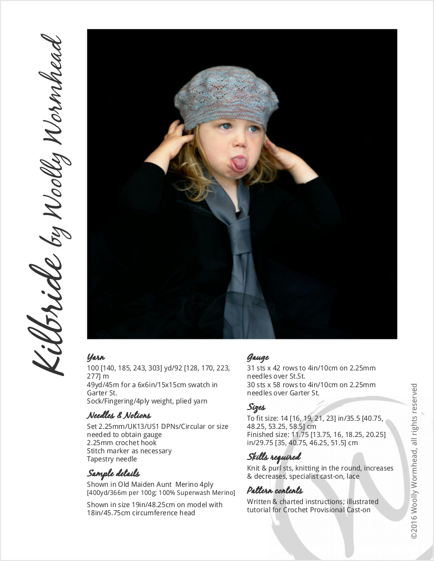 Kilbride lace beret hand knitting pattern for sock yarn