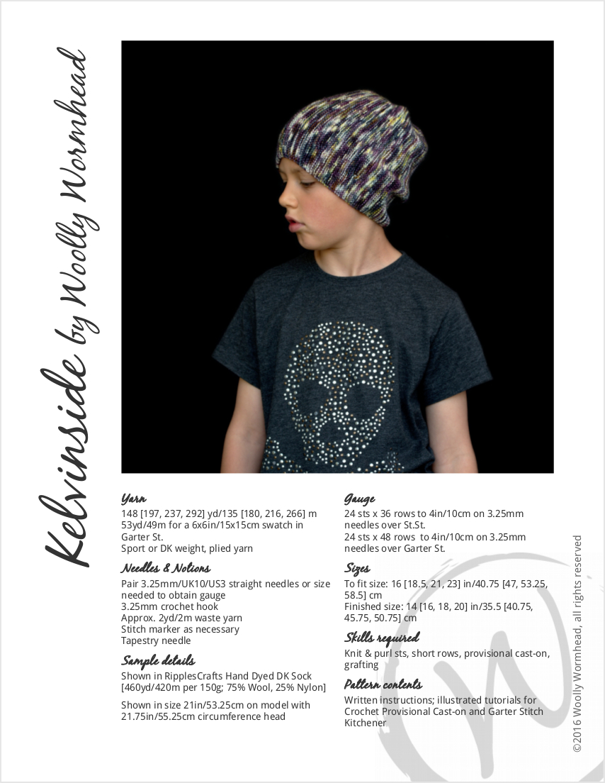 Kelvinside hand knitting pattern for a slouchy Hat