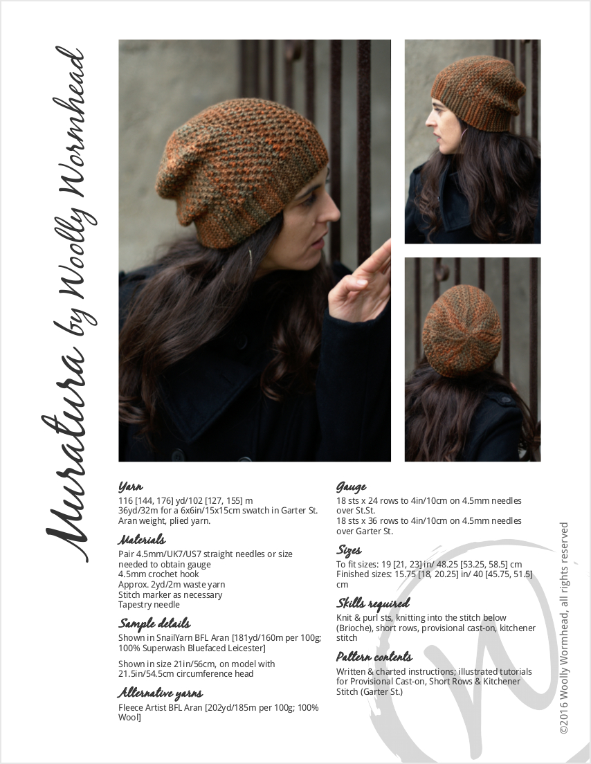 Muratura sideways knit slouchy Hat knitting pattern