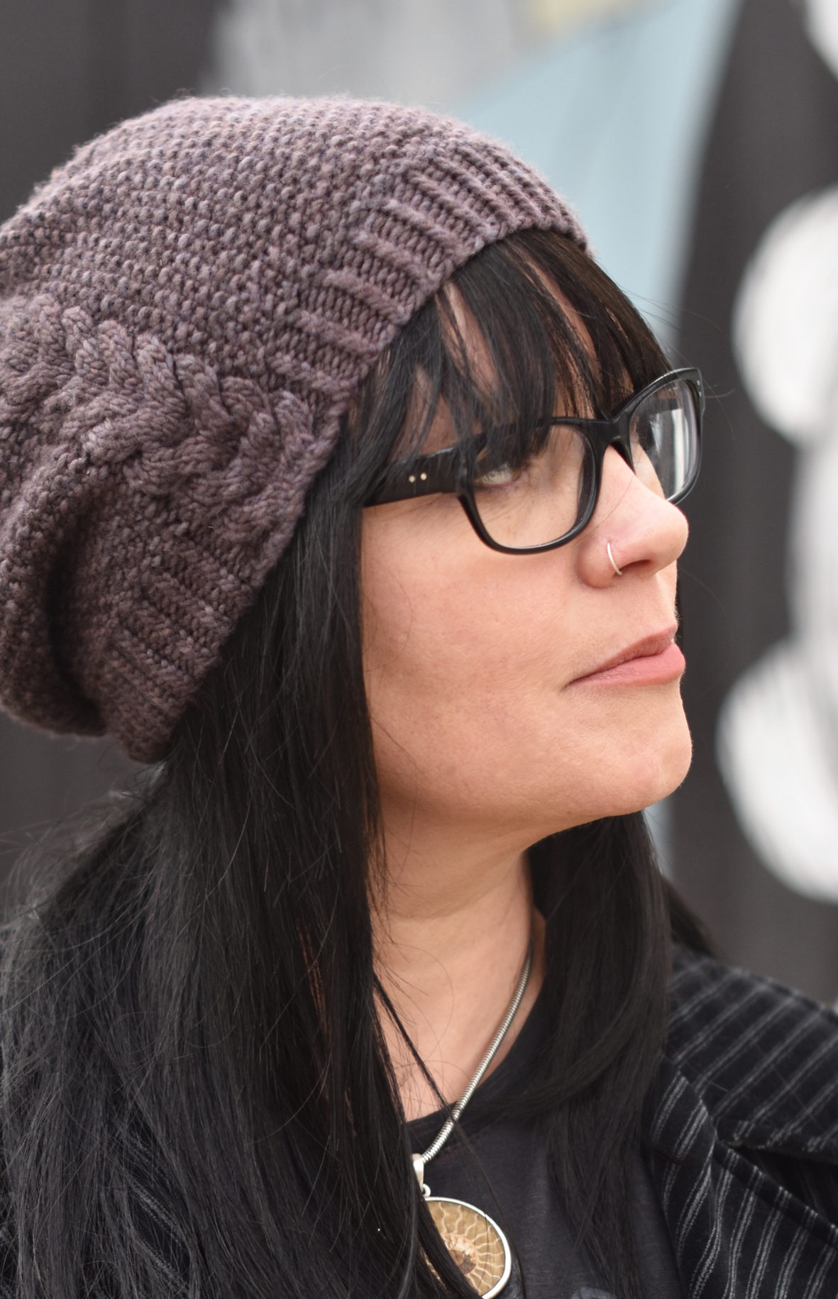 Kernmantle slouchy cabled Hat hand knitting pattern