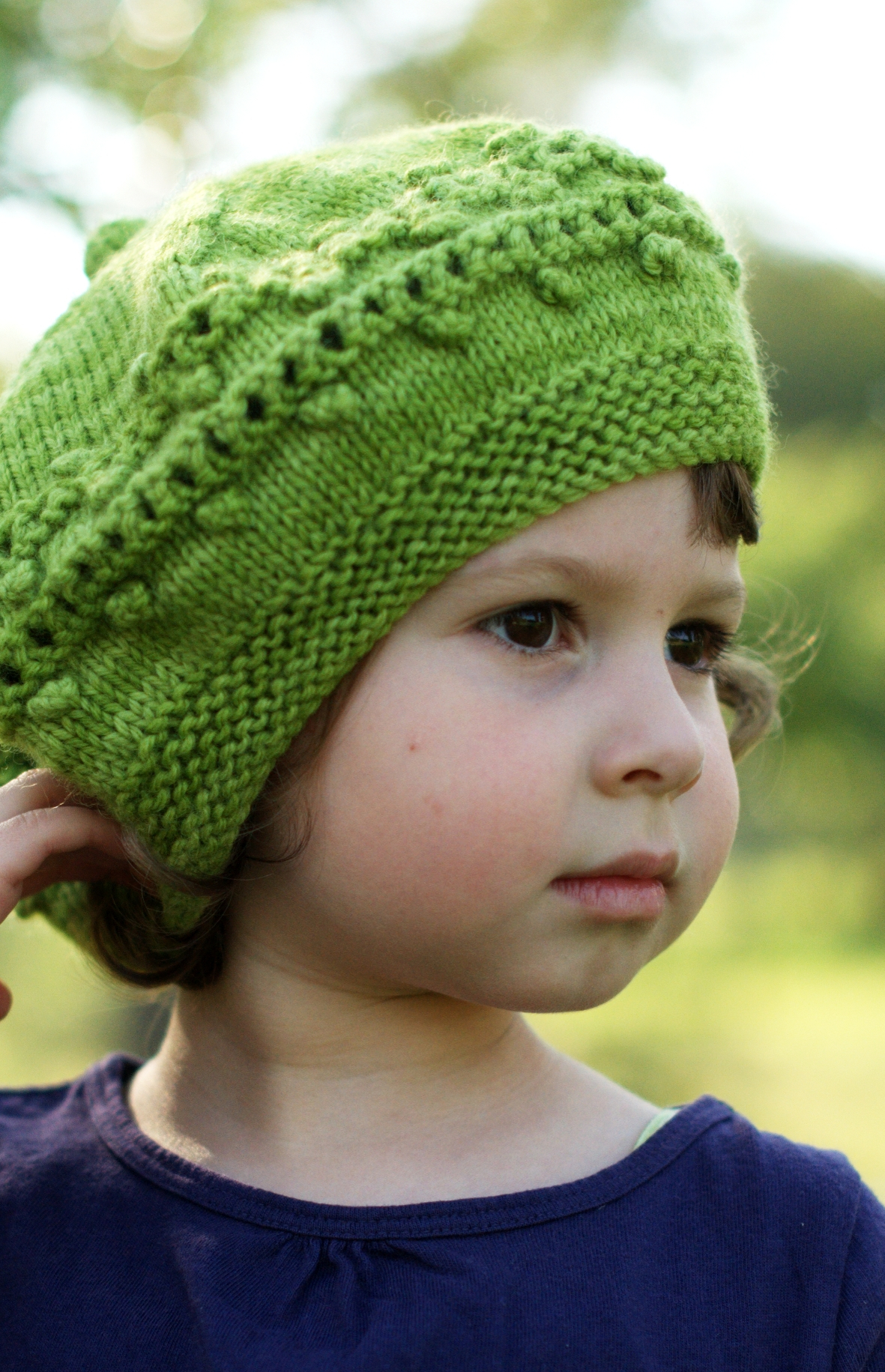 Aurora lace and bobble beret knitting pattern