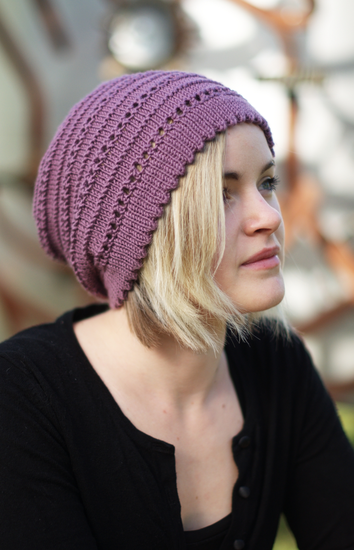 Tebe Slouch lace slouchy Hat knitting pattern