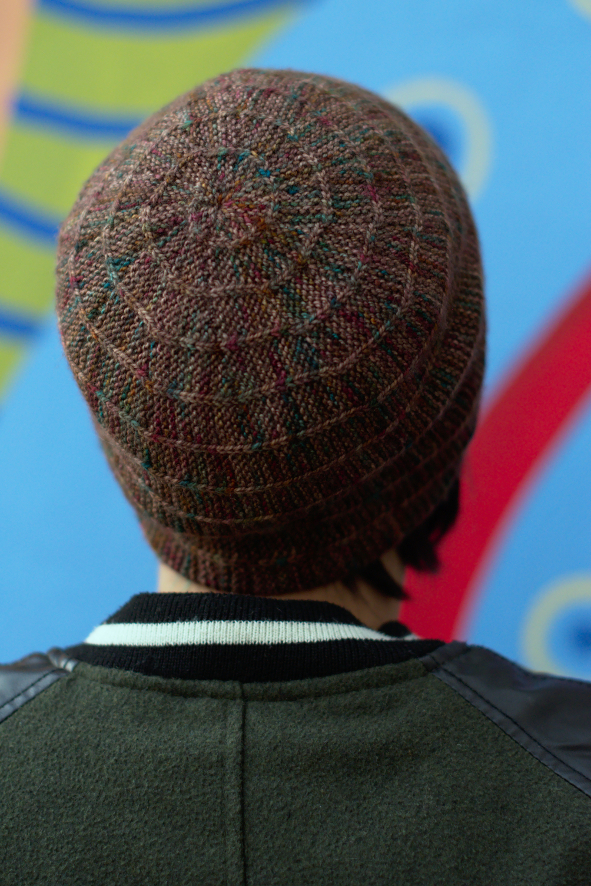 Circled 4 sideways knit slipped stitch slouchy Hat knitting pattern