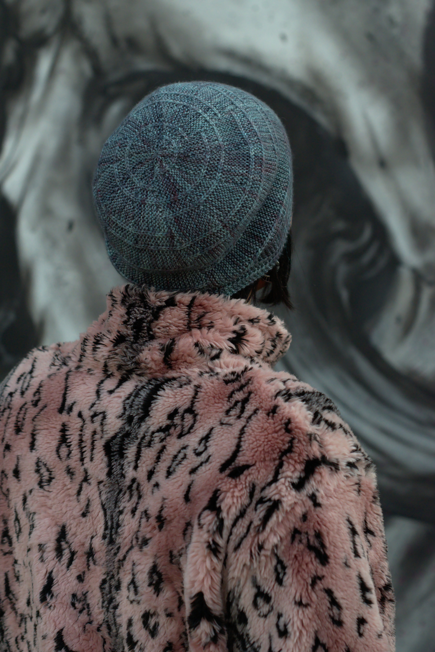 Circled 1 - sideways knit slouchy Hat featuring an offset arc design