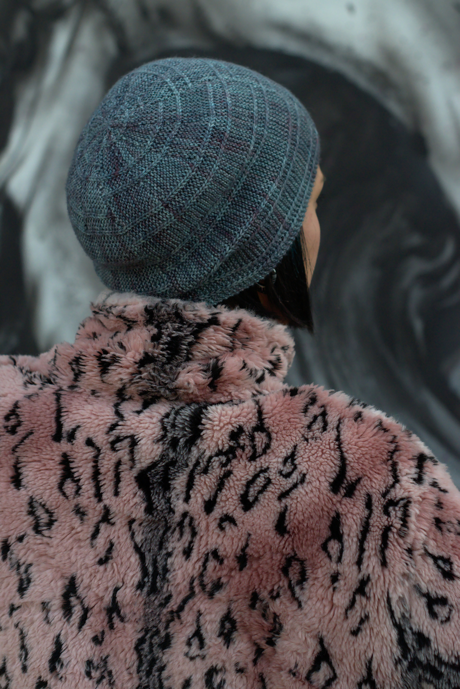 Circled 1 - sideways knit slouchy Hat featuring an offset arc design