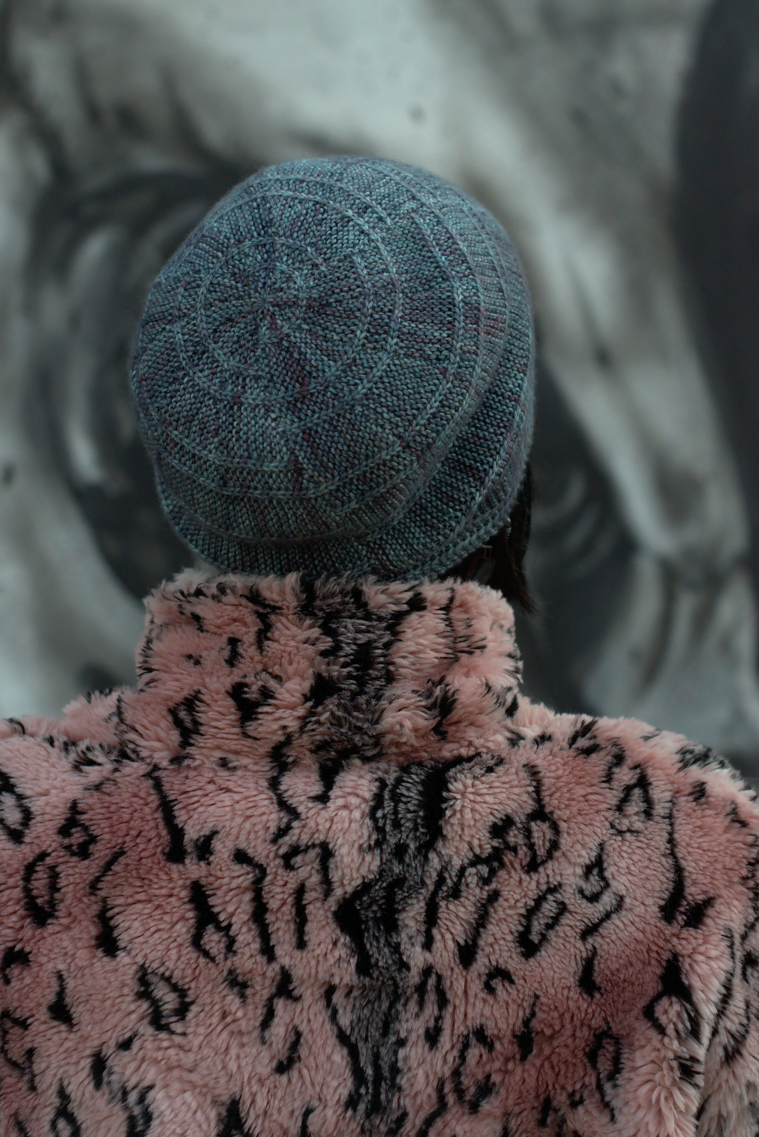 Circled 1 - sideways knit slouchy Hat featuring an offset arc design