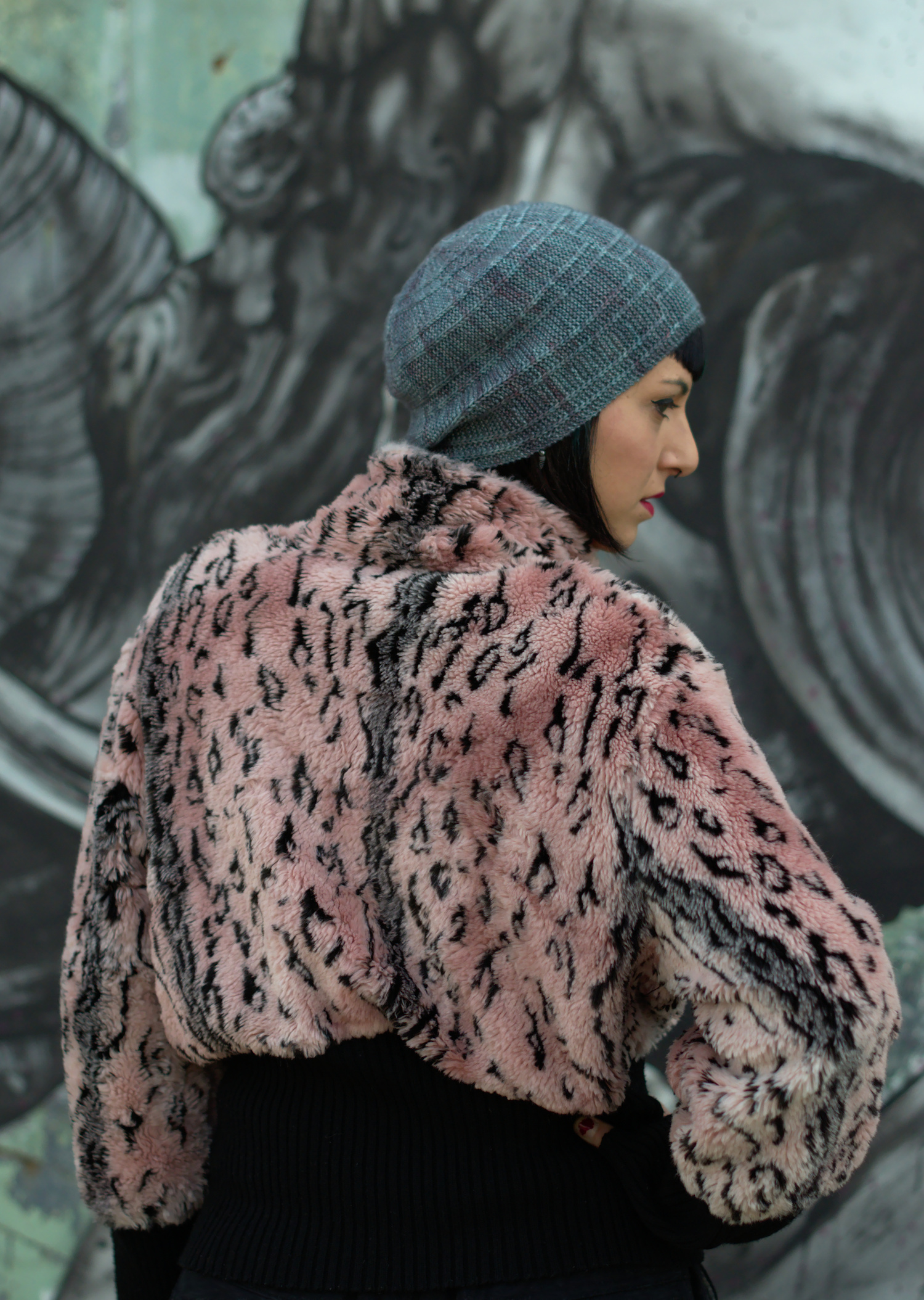 Circled 1 - sideways knit slouchy Hat featuring an offset arc design