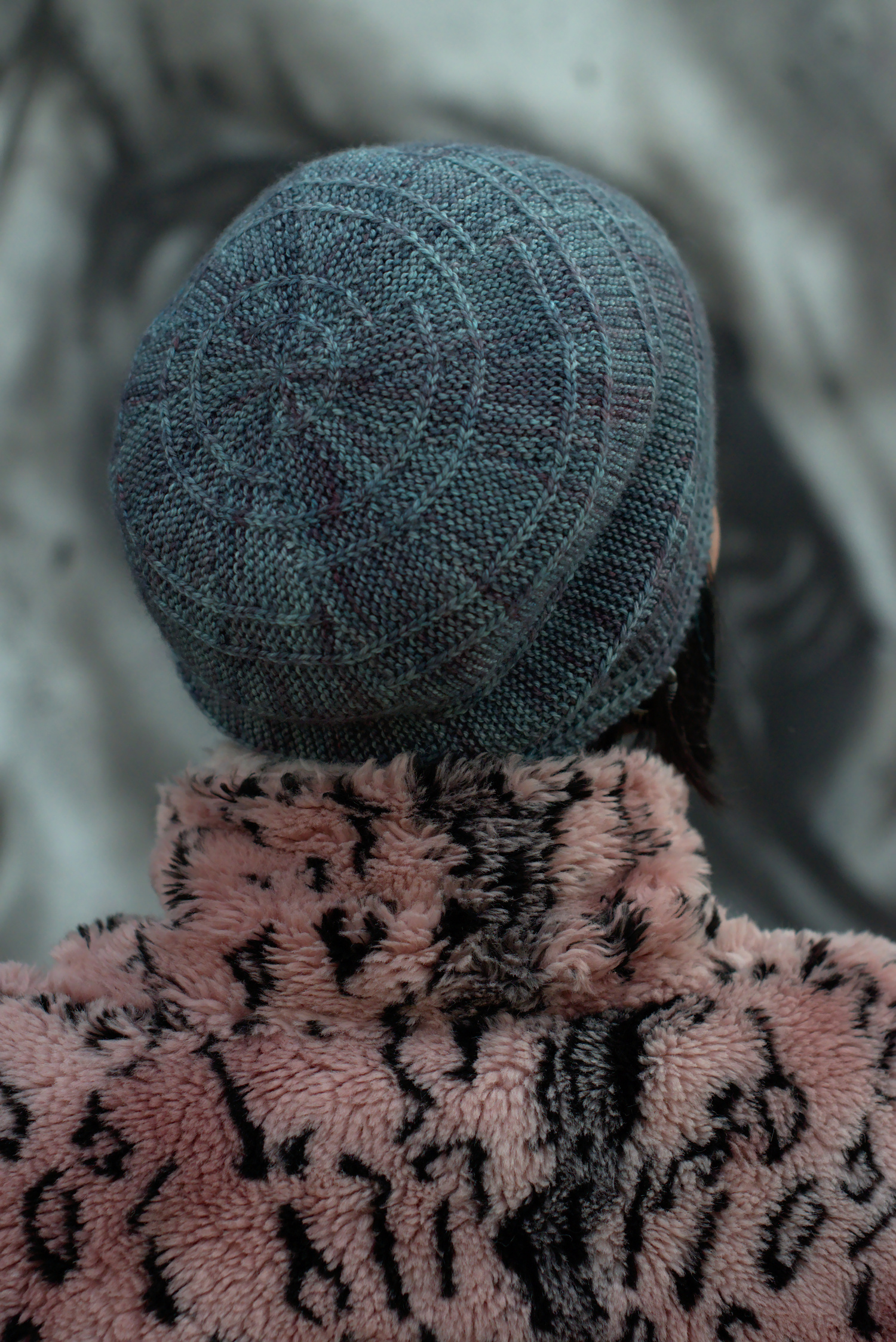 Circled 1 - sideways knit slouchy Hat featuring an offset arc design