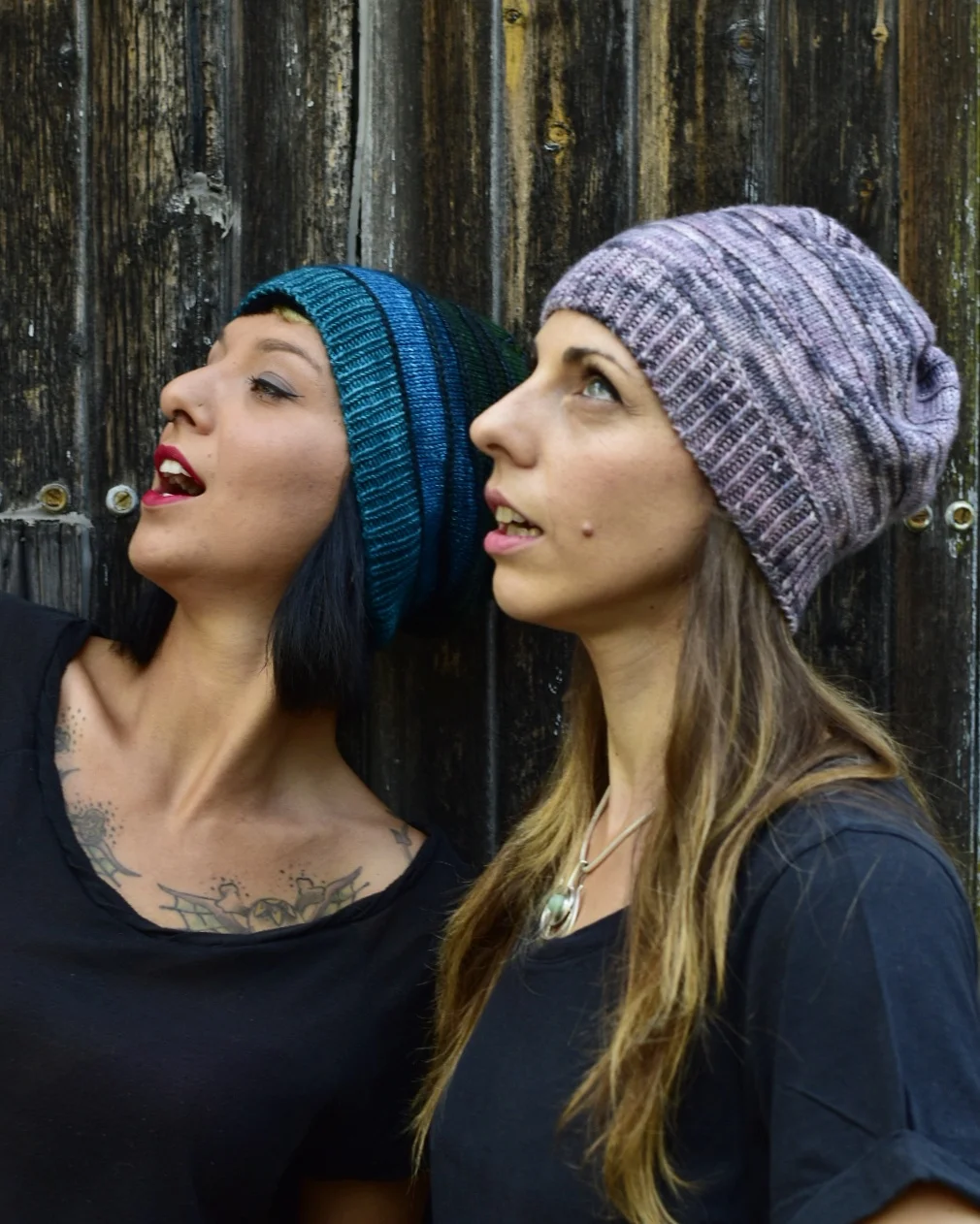 The new design in two different dye finishes... Elisa and Silvia were melting in the heat!