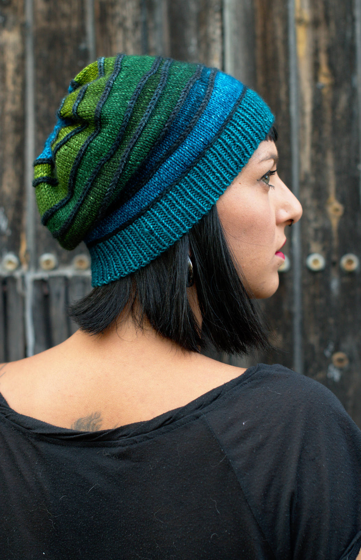 Contoura hand knitted Hat pattern featuring short rows