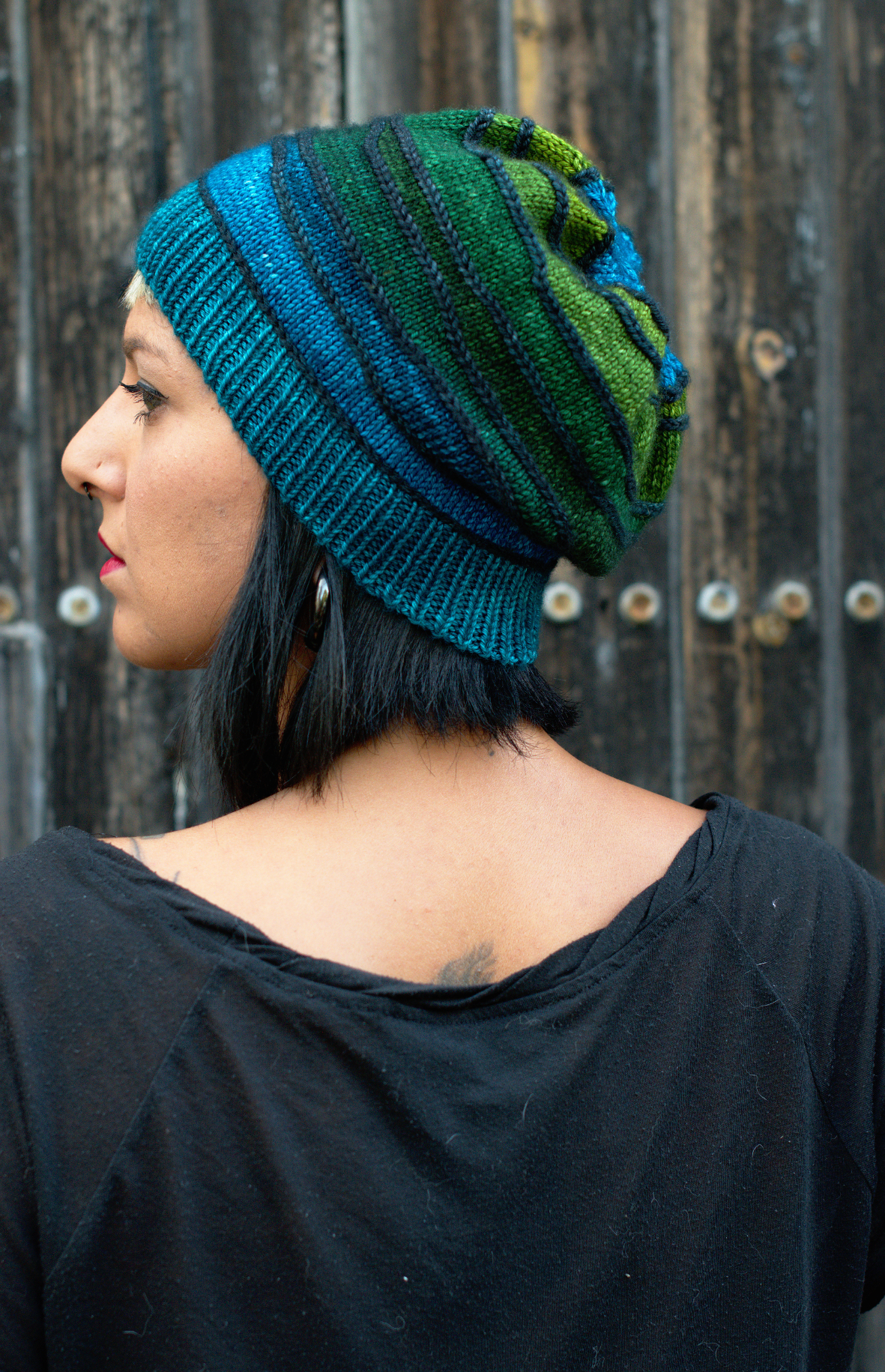 Contoura hand knitted Hat pattern featuring short rows