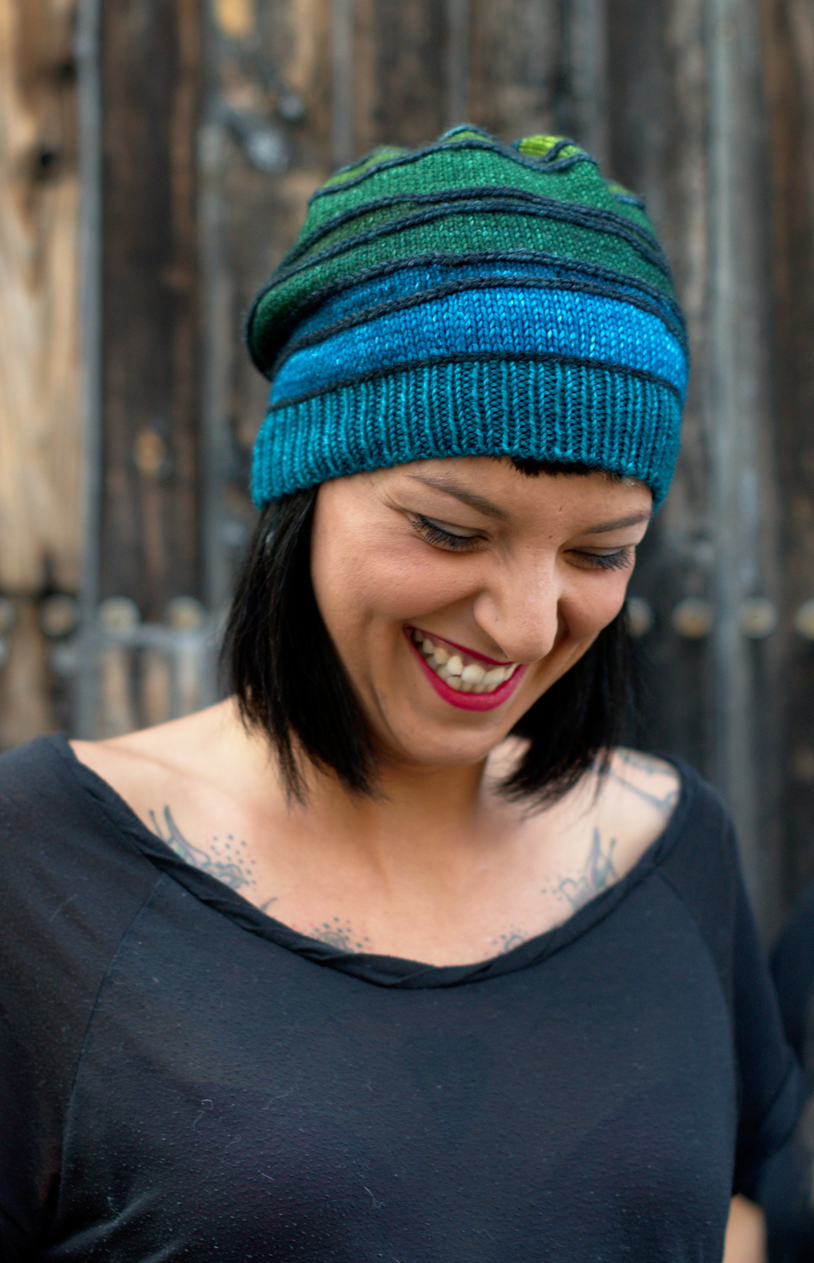 Contoura hand knitted Hat pattern featuring short rows