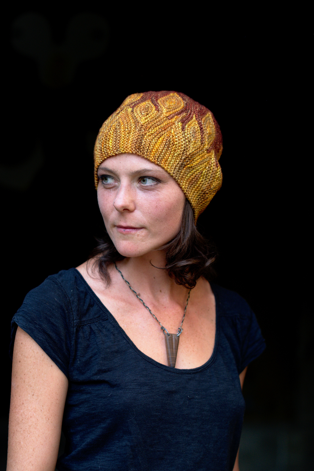 Azula sideways knit short row colourwork hand knitted Hat pattern