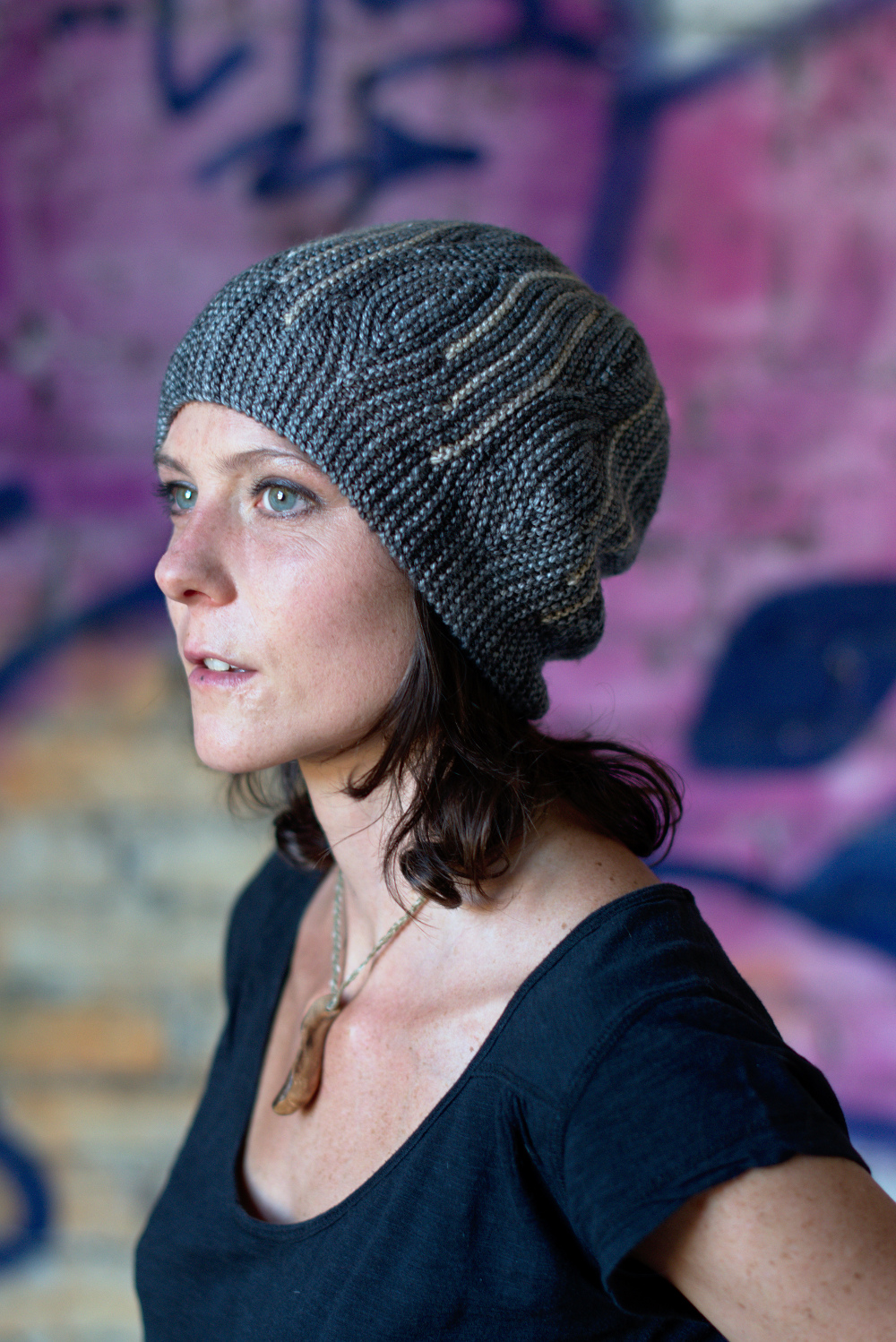 Opal sideways knit short row colourwork hat knitting pattern