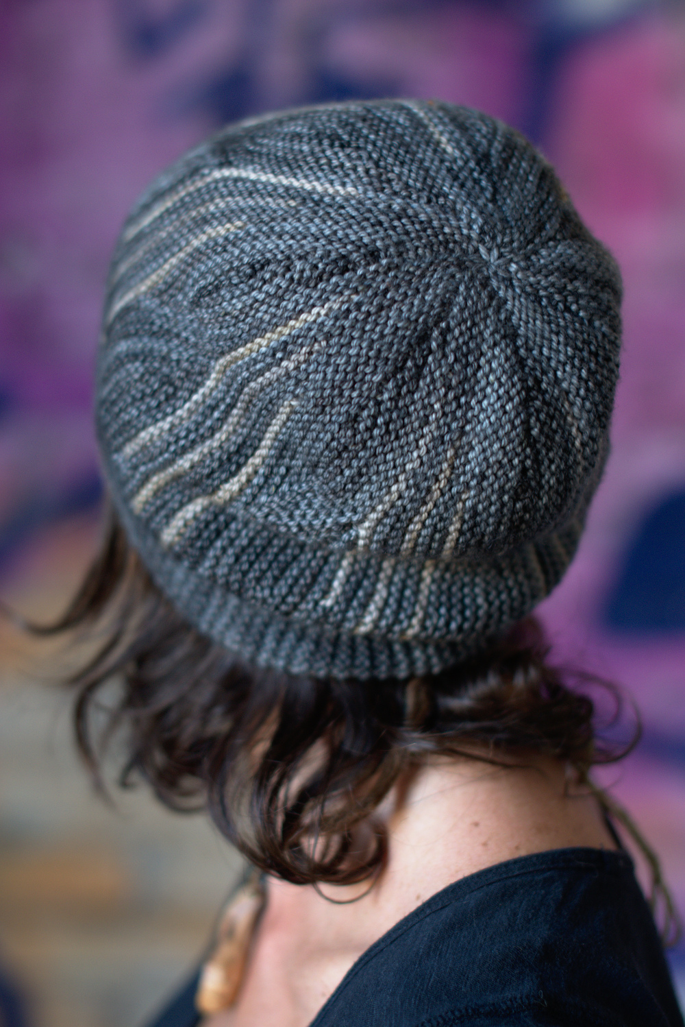 Opal sideways knit short row colourwork hand knitted Hat pattern