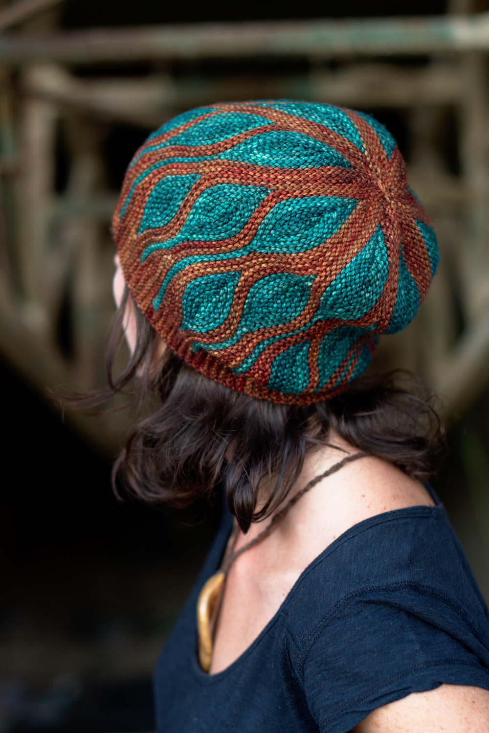 Toph sideways knit short row colourwork hand knitted Hat pattern