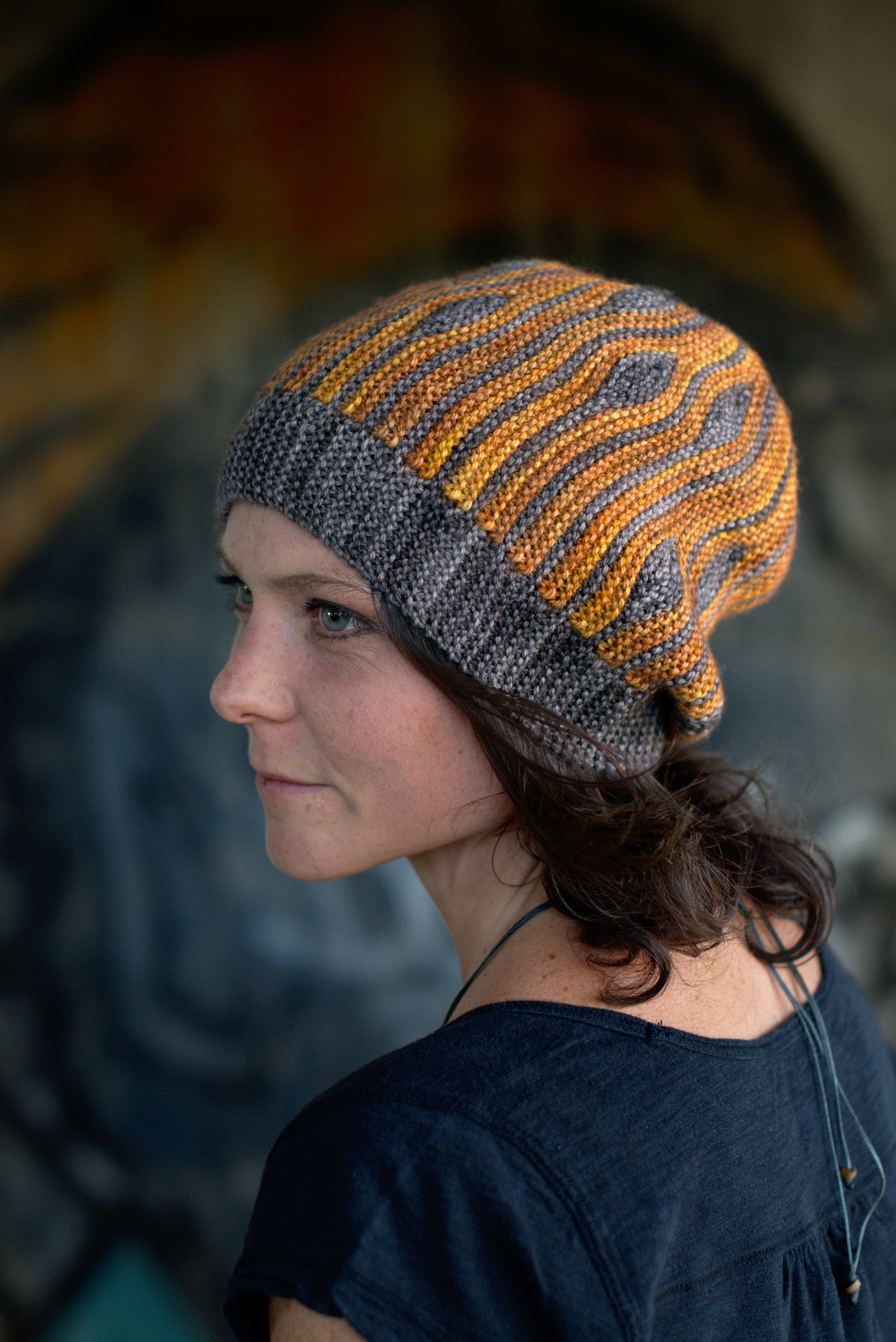 Korra sideways knit short row colourwork hand knitted Hat pattern