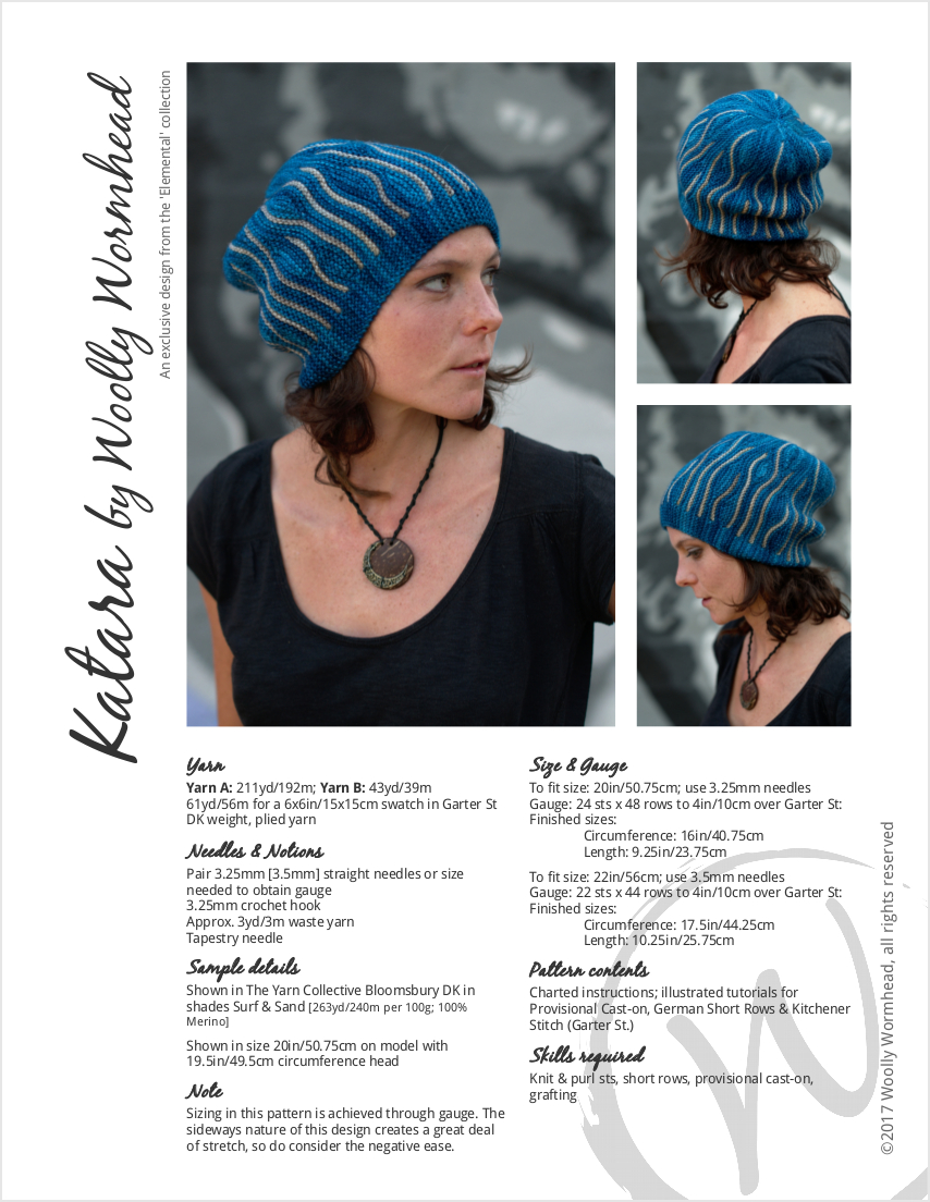 Katara sideways knit short row colourwork hand knitted Hat pattern