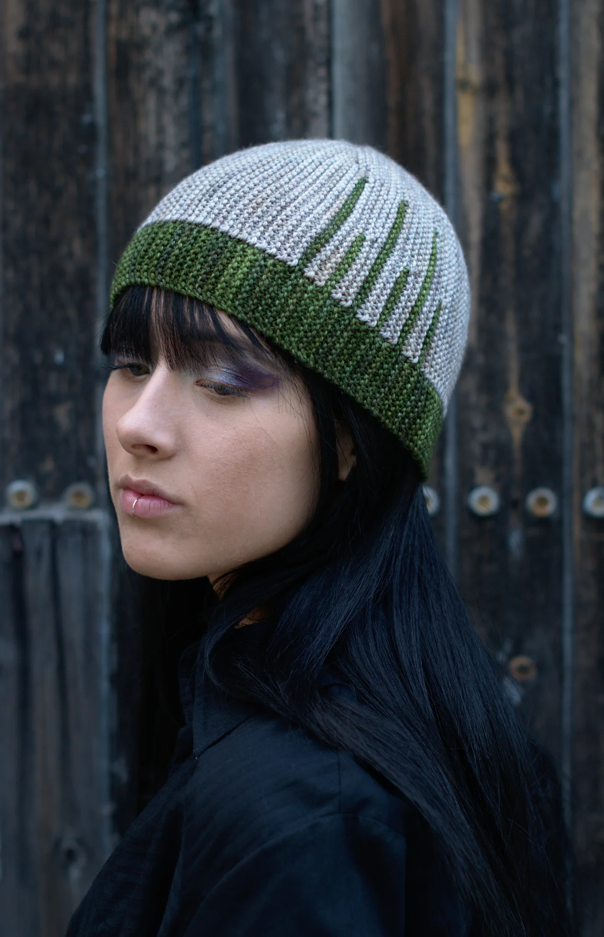 Parallelo sideways knit short row colourwork hand knitted Hat pattern