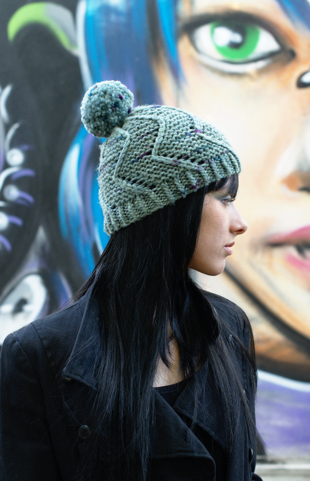 Cirro chunky spiral bobble Hat knitting pattern for Craftsy Cloudborn Fibers yarn