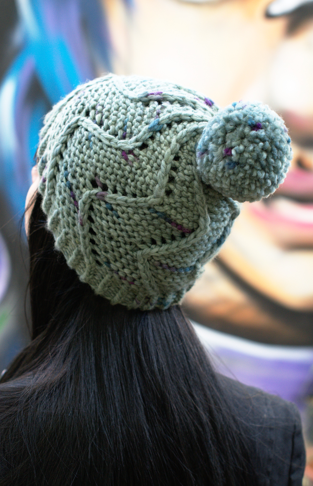 Cirro chunky spiral bobble Hat knitting pattern for Craftsy Cloudborn Fibers yarn